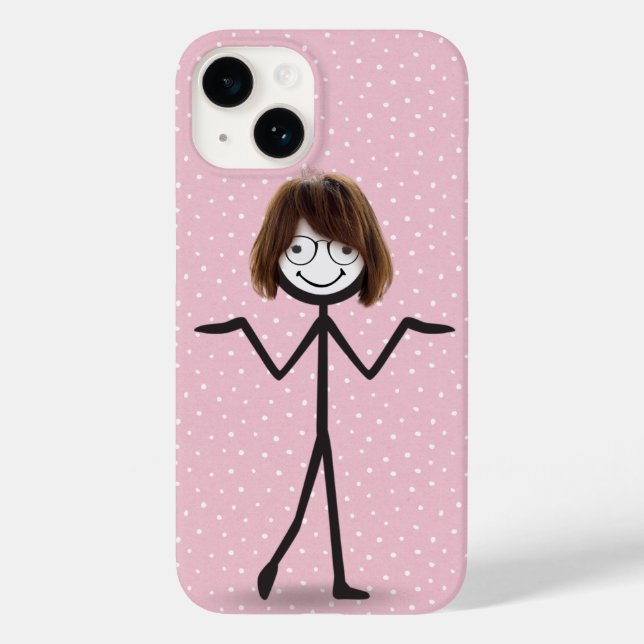 Stick Figure Girl With Hair and Glasses Case-Mate iPhone Case (Back)