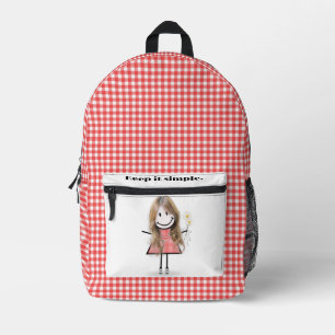 Stick Figure Girl With Inspiring Quote Printed Backpack