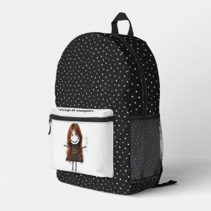 Stick Figure Girl With Inspiring Quote Printed Backpack