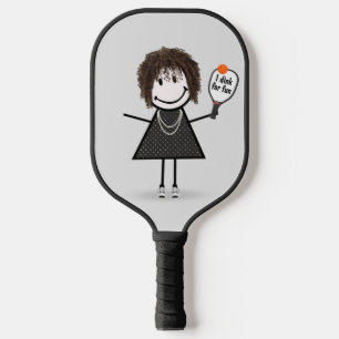 Stick Figure Girl with Pickleball Paddle