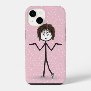 Stick Figure Girl With Polka Dots iPhone 14 Case