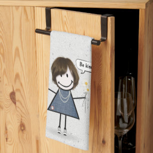 Stick Figure Girl with Quote Tea Towel
