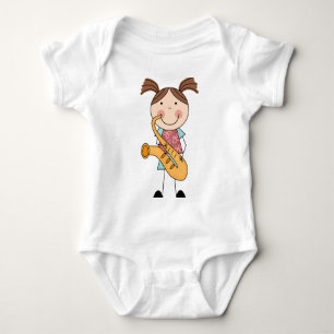 Stick Figure Girl With Saxophone Baby Bodysuit