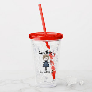 Stick Figure Girl with Sneakers and Daisies  Acrylic Tumbler