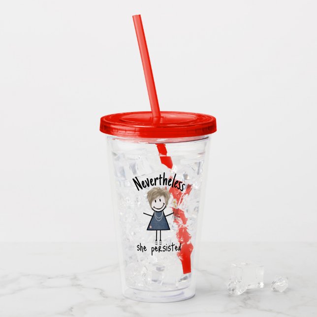 Stick Figure Girl with Sneakers and Daisies  Acrylic Tumbler (Front Ice)