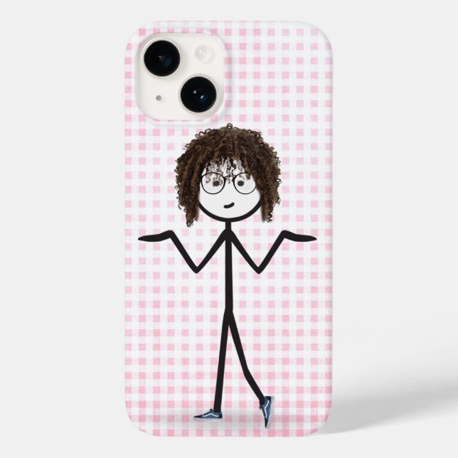 Stick Figure Girl With Sneakers On Gingham Case-Mate iPhone Case (Back)