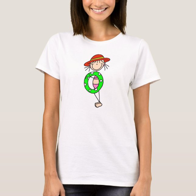 Stick FIgure Girl with  Swim Tube T-shirt (Front)