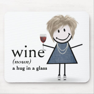 Stick Figure Girl With Wine Glass Mouse Mat