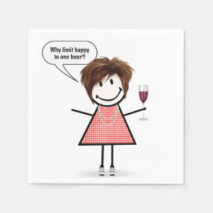 Stick Figure Girl With Wine Glass Napkin