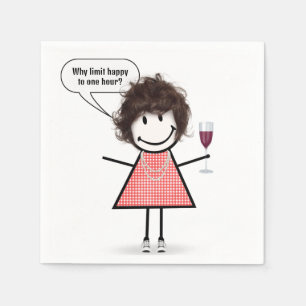 Stick Figure Girl With Wine Glass Napkin