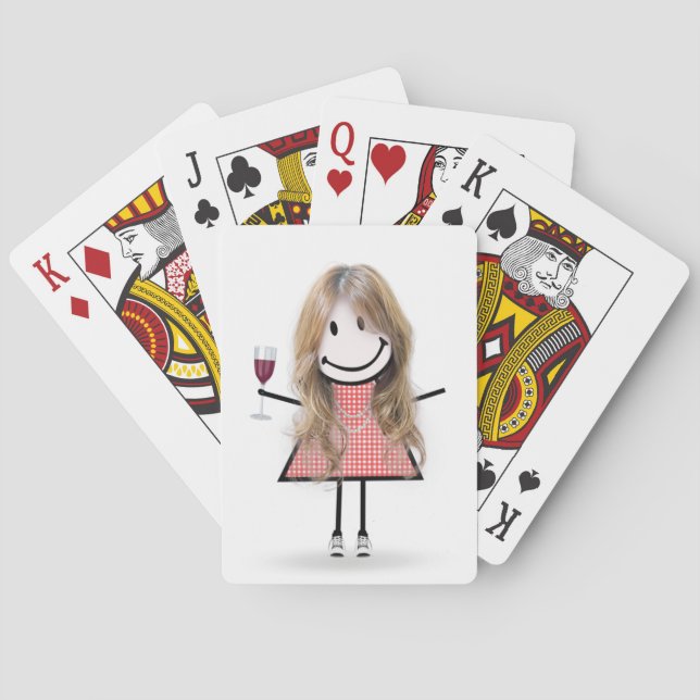 Stick Figure Girl with Wine Glass  Playing Cards (Back)