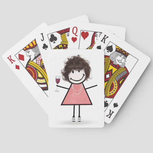 Stick Figure Girl with Wine Glass  Playing Cards (Back)