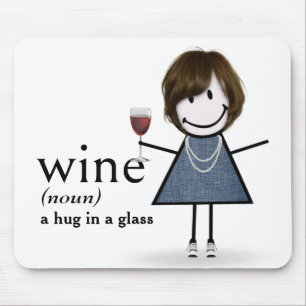 Stick Figure Girl With Wine Mouse Mat