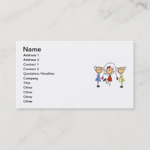 Stick Figure GIrls Jumping Rope Business Card