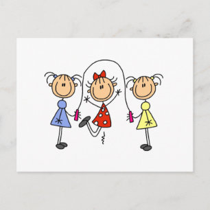 Stick Figure GIrls Jumping Rope Postcard