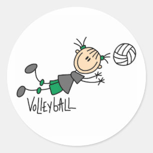 Stick Figure Girls Volleyball T-shirts and Gifts Classic Round Sticker