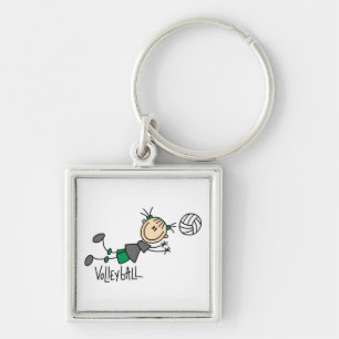 Stick Figure Girls Volleyball T-shirts and Gifts Key Ring