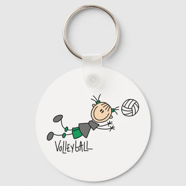 Stick Figure Girls Volleyball T-shirts and Gifts Key Ring (Front)