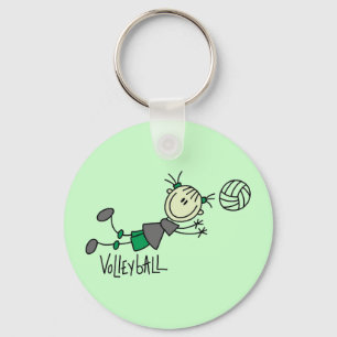 Stick Figure Girls Volleyball T-shirts and Gifts Key Ring
