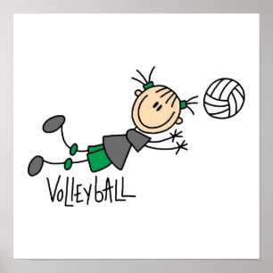 Stick Figure Girls Volleyball T-shirts and Gifts Poster