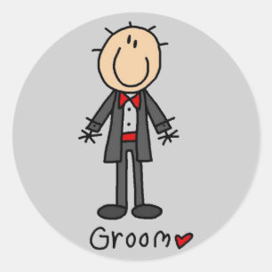 Stick Figure Groom T-shirts and Gifts Classic Round Sticker