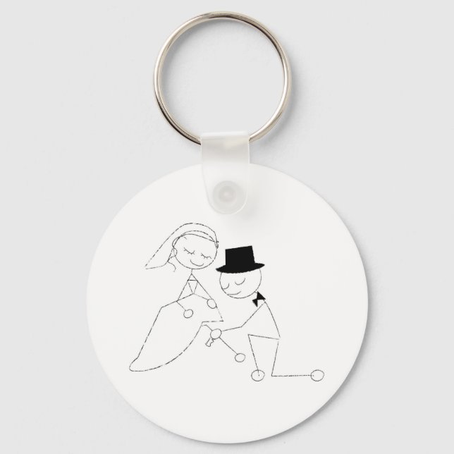 Stick Figure Groom with Garter Key Ring (Front)