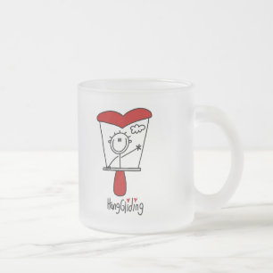 Stick Figure  Hang Gliding Tshirts and Gifts Frosted Glass Coffee Mug
