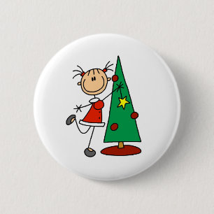 Stick Figure Holiday Tree 6 Cm Round Badge