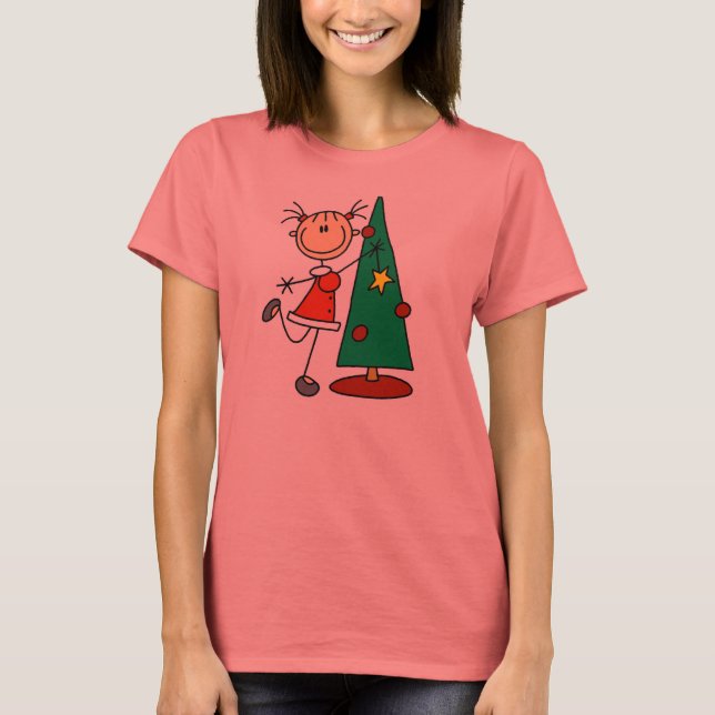 Stick Figure Holiday  Tree T-Shirt (Front)
