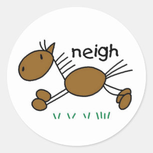 Stick Figure Horse Classic Round Sticker