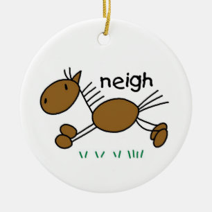 Stick Figure Horse T-shirts and Gifts Ceramic Tree Decoration