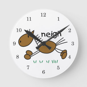 Stick Figure Horse T-shirts and Gifts Round Clock