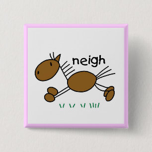 Stick Figure Horse Tshirts and Gifts 15 Cm Square Badge