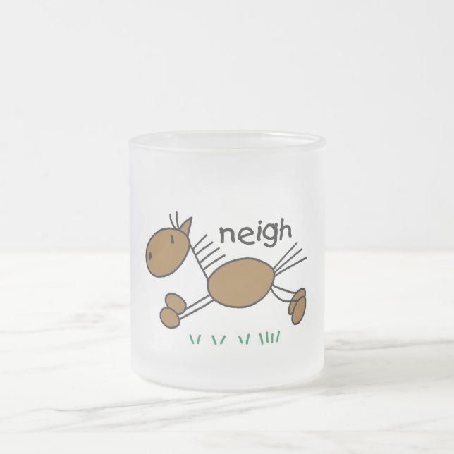 Stick Figure Horse Tshirts and Gifts Frosted Glass Coffee Mug (Center)