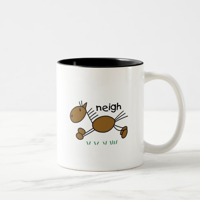Stick Figure Horse Tshirts and Gifts Two-Tone Coffee Mug (Right)