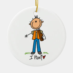 Stick Figure Hunter Ceramic Tree Decoration