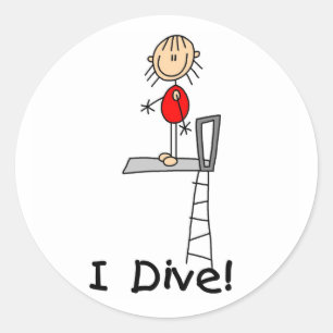 Stick Figure I Dive Tshirts and Gifts Classic Round Sticker