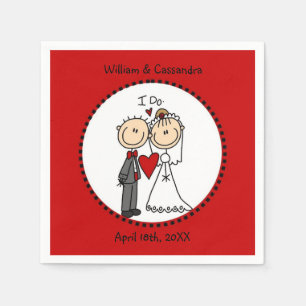 Stick Figure I Do Wedding Paper Napkins