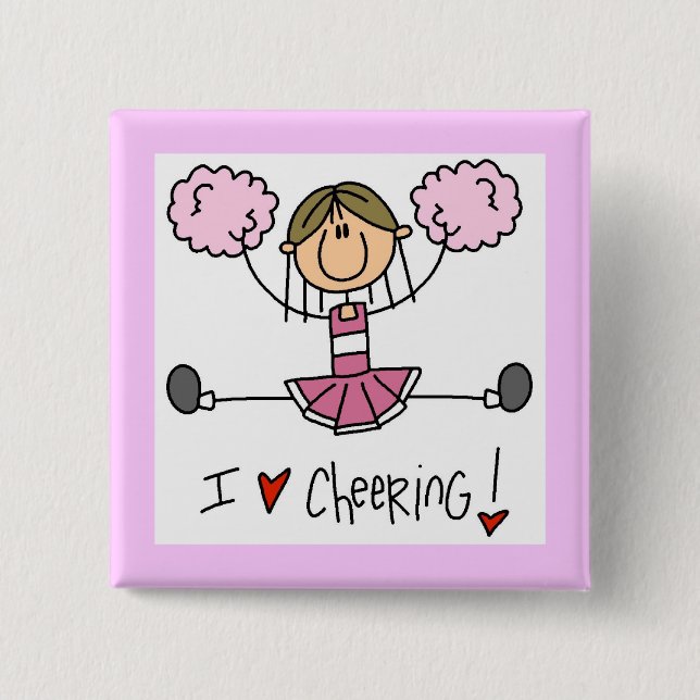 Stick Figure I Love Cheering T-shirts and Gifts 15 Cm Square Badge (Front)