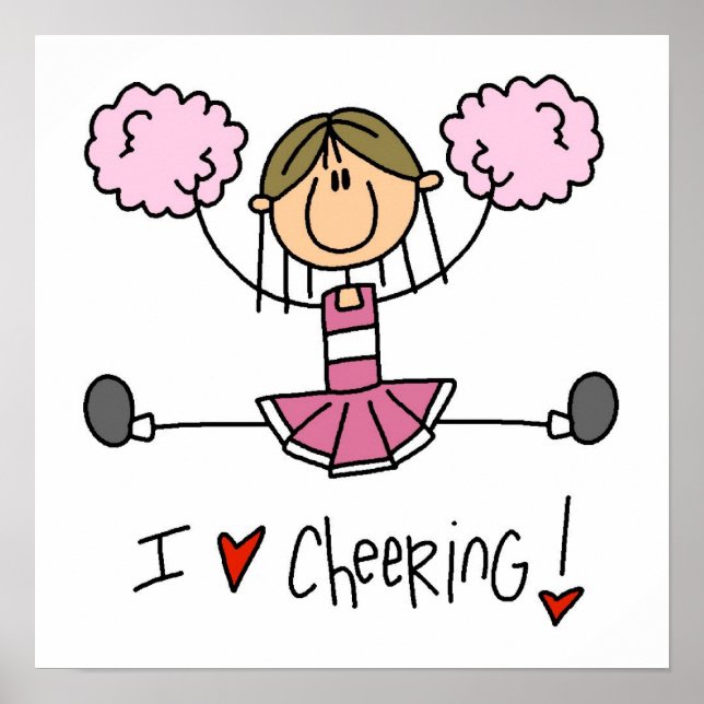 Stick Figure I Love Cheering T-shirts and Gifts Poster (Front)