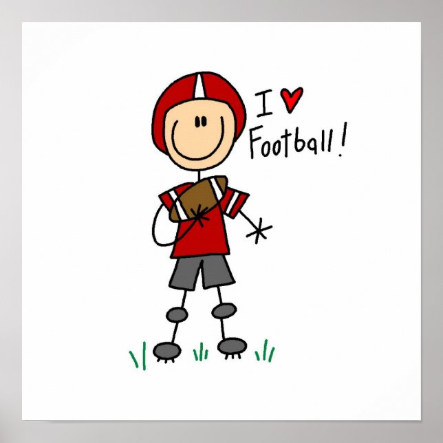 Stick Figure I Love Football T-shirts and Gifts Poster (Front)