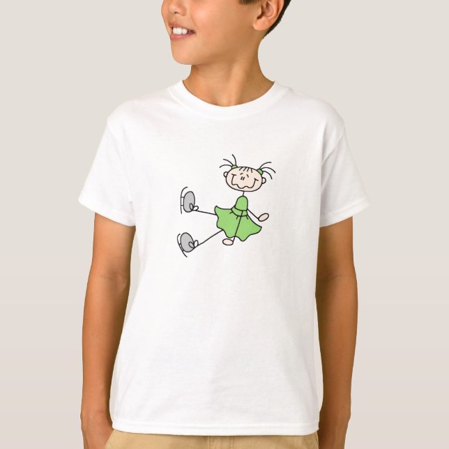 Stick Figure Ice Skater Green Shirt (Front)