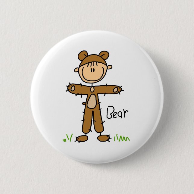 Stick Figure In Bear Suit Button (Front)