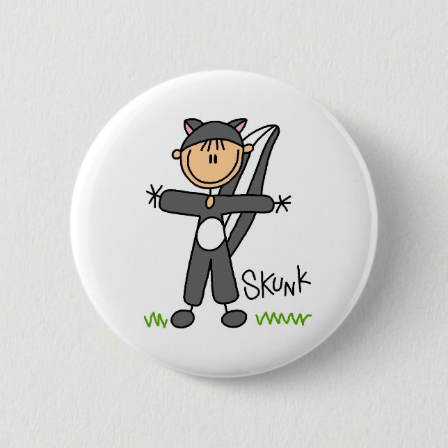 Stick Figure In Skunk Suit Button (Front)
