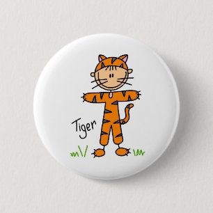 Stick Figure In Tiger Suit Button