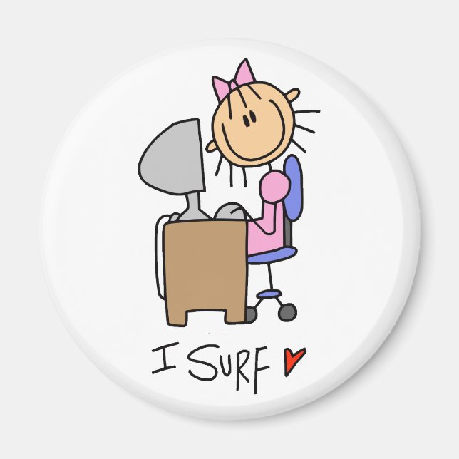 Stick Figure Internet Surfer Magnet (Front)