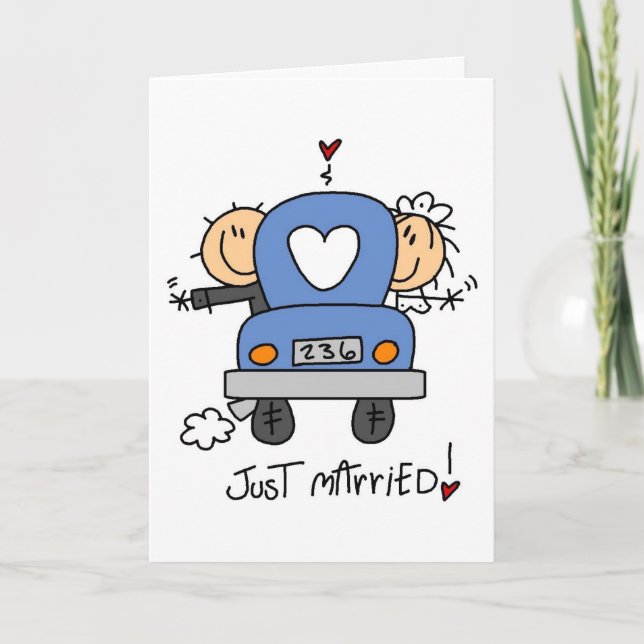Stick Figure Just Married Announcement (Front)