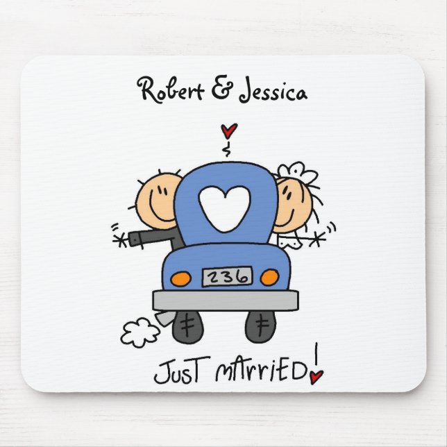 Stick Figure Just Married Mouse Mat (Front)