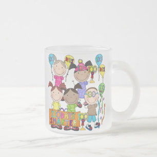 Stick Figure Kids 100 Days Smarter Frosted Glass Coffee Mug