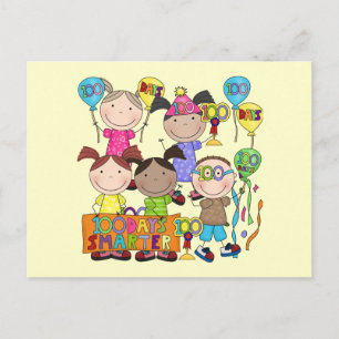 Stick Figure Kids 100 Days Smarter Postcard